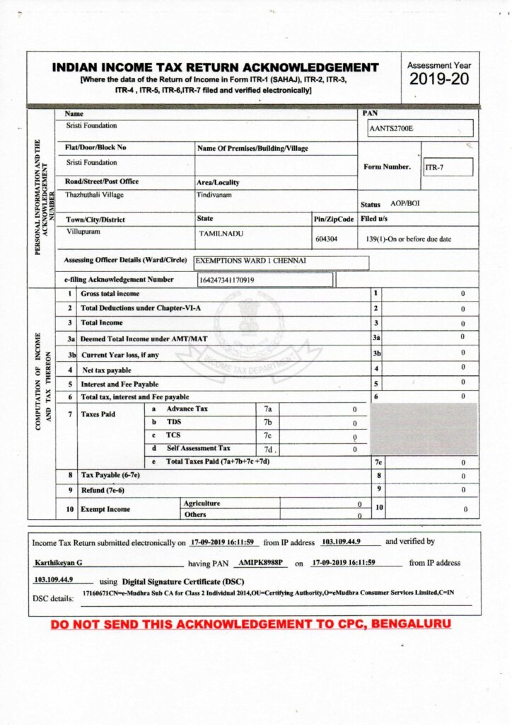 thumbnail of Audit report 2018-2019 Sristi Foundation