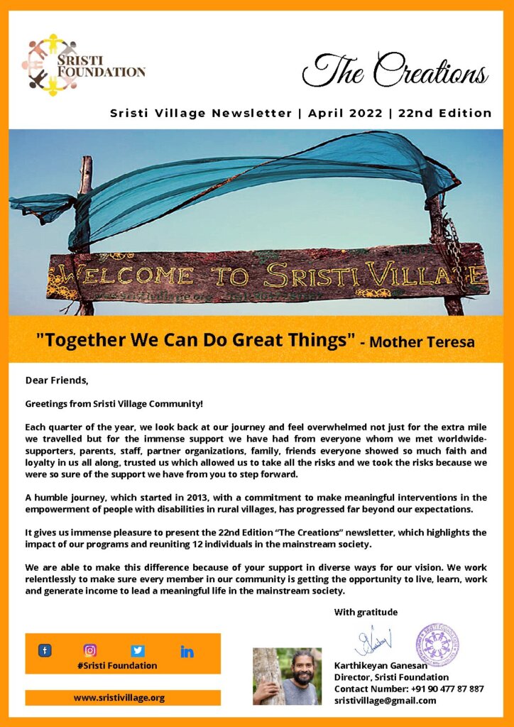 thumbnail of Sristi Newsletter April 2022